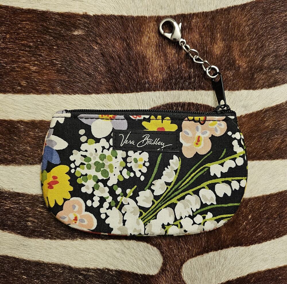 Vera Bradley Zip ID Case Coin Purse Mini Wallet~ Poppy Fields Pattern